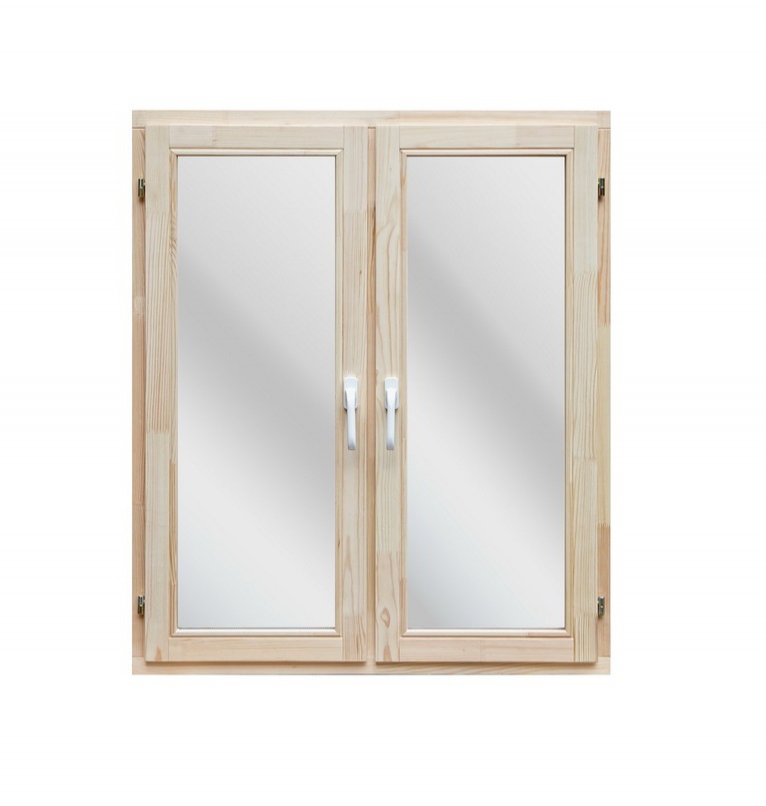 Фотография Недорогие двухстворчатые деревянные окна с однокамерным стеклопакетом