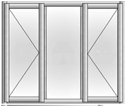Схема Трехстворчатые деревянные окна со стеклопакетами
