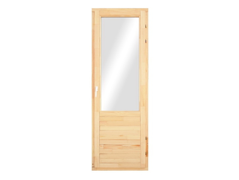 Фотография Деревянные двери со стеклопакетом (верхнее остекление)