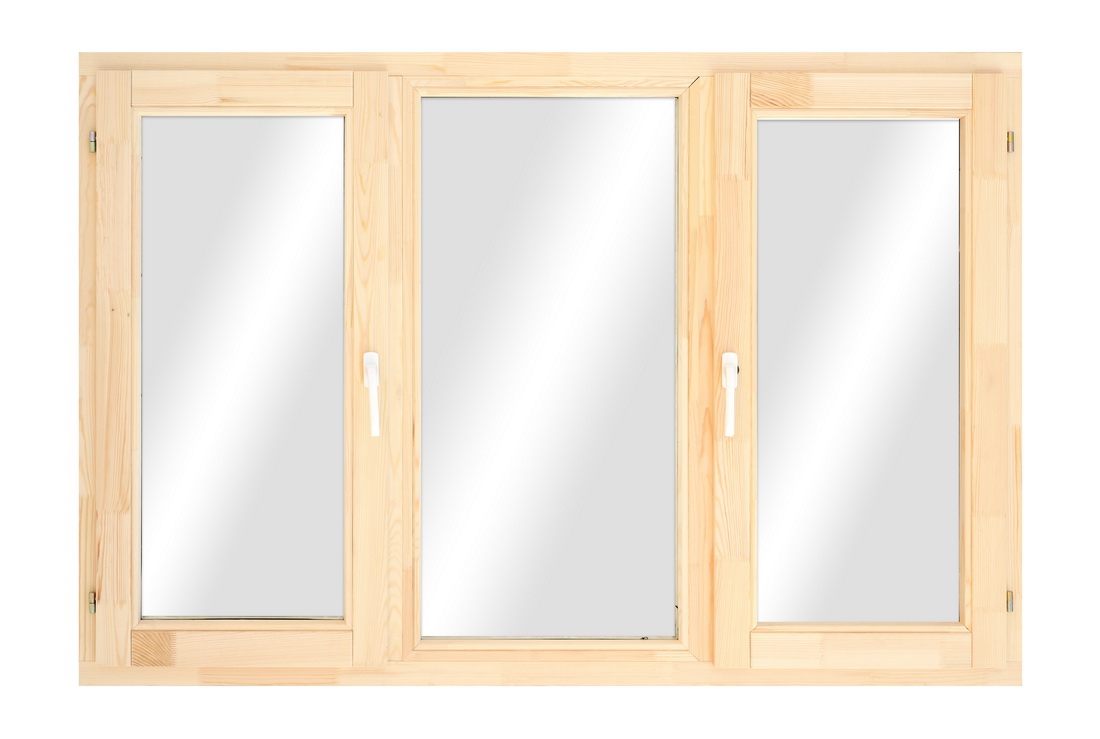 Фотография Трехстворчатые деревянные окна со стеклопакетами